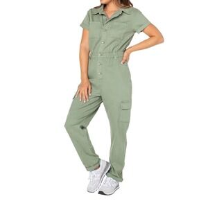 Celebrity Pink Cargo Boilersuit, Jumpsuit, Hedge Green, Medium, Trendy, Slim Fit